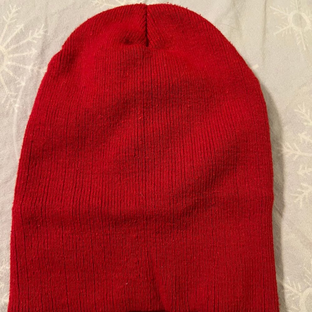 Solid Red Knit Beanie Hat Winter Warm Stretch One Size Unisex‎